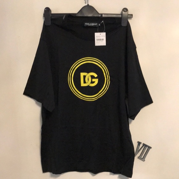 New Authentic Dolce & Gabbana Black Logo Print CottonT-Shirt – Size 46 (Men)